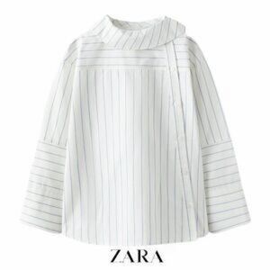 Zara Ivory Blouse with Navy Stripes
